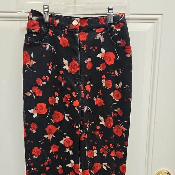 St. John Denim - St. John, Sport, Black, Rose, Red, Floral, Pants, Cotton, Casual, Spring, Office